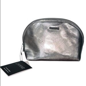 Joan & David Metallic Silver Cosmetic Bag
